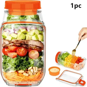 Portable Leak-Proof Salad Container with Clear Capacity Marking, Sealed Lid, Transparent Square Body, Ideal for Light Food Preparation