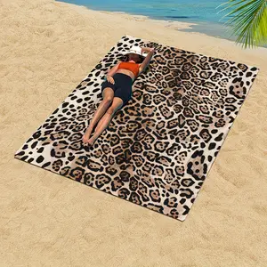 1pc Leopard Print Microfiber Beach Towel - Oversized Quick-Dry Absorbent Bath Towel for Pool, Travel & Spa, Luxury Digital Print Contemporary Design, Quick Drying Towel, Poolside Accessory, Stylish