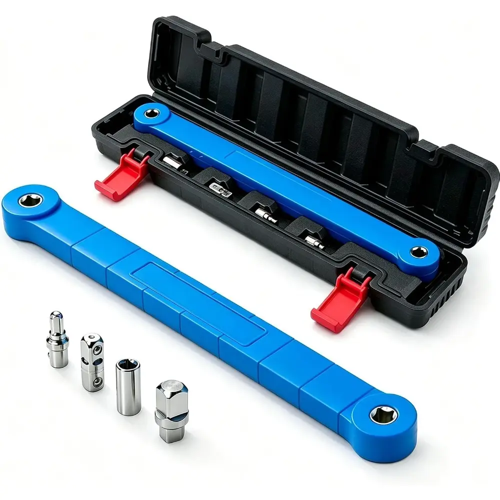 16-Inch Offset Extension Ratchet Wrench Set - Nylon Body, 0-Degree Swing, Impact-Compatible, 1/4", 3/8", 1/2" Square Drives, Tight Spots Access, for Automotive Repairs, Impact-Safe