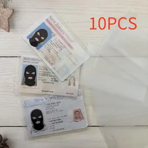 10 Pack PVC Matte Card Holders for ID and Driver's License, Hard Vertical Plastic Protection Wallets with Anti-Magnetic Feature, Suitable for Office, School, Credit Cards, Work Badges and Key Cards