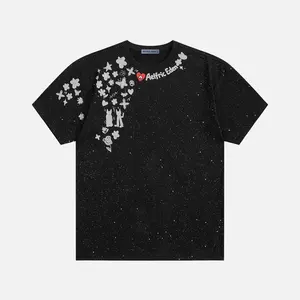 Aelfric Eden Sequin Cartoon Graphic Tee Mid Rise Oversized Dropped Shoulder Fit All-over Sequin Graphic Print Heavyweight Cotton Fabric Y2K Cute Streetwear Unisex Top