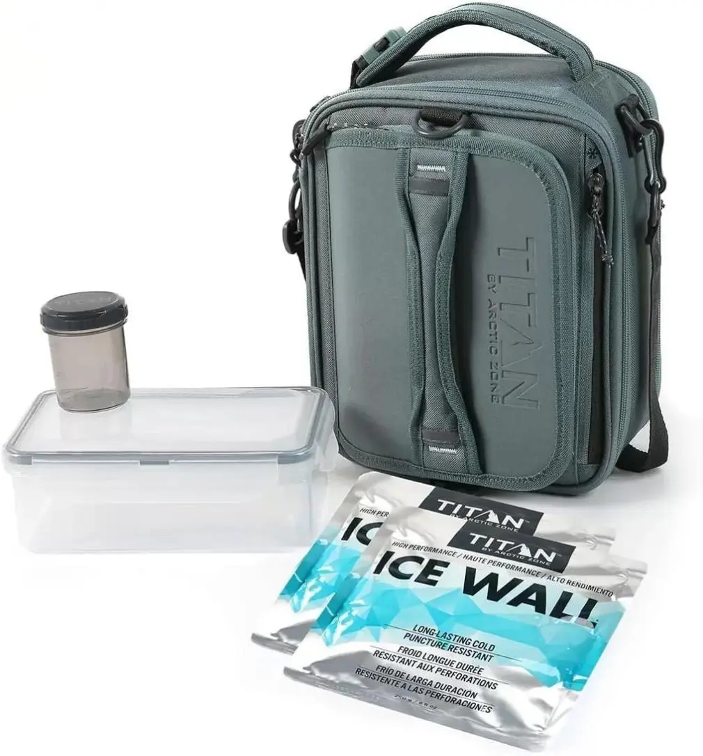 Titan by Arctic Zone Fridge Cold Expandable Lunch Box (Green/Grey)