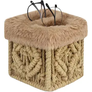 2 in 1 Glasses Holder Stand, Anti-scratch Plush Lined Eyeglass Holder Stand, Eye-glass Storage Organizer Case for Nightstand, Office Desk, Table, Brown