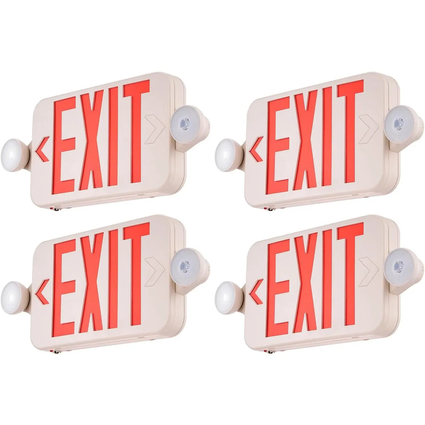 Spring new arrivals LED Exit Sign with Emergency Lights, Two LED Adjustable Heads Emergency Exit Light with Battery Backup, Combo Red Letter Fire Exit Lighting, Commercial Exit Signs, 4 Pack