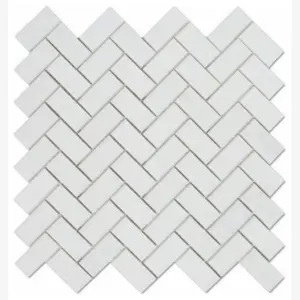 Thassos White Herringbone 1 X 2 Polished/Honed Marble Mosaic Tile Sample