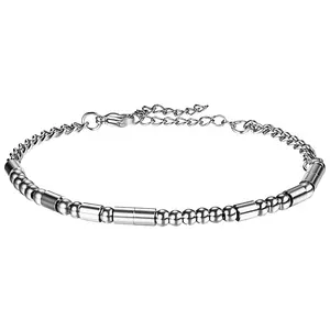 OIDEA Unisex Morse Code Bracelet - "Never Give Up" Silver-Tone Stainless Steel Beaded Chain, Adjustable Universal Fit, Meaningful Costume Jewelry Gift, Stainless Steel Bracelets