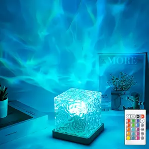 16&3 Color RGB Wave Projector Night Light with Remote Control|Water Ripple & Flame Effect for Wall & Ceiling|Auto-Rotating Mood Light with Timer|USB Powered for Bedroom/Party Decor|#MoodLighting.#RoomDecor#TikTokMadeMeBuyIt.