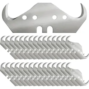 30PCS Utility Hook Blades, SK5 Carbon Steel Super Big Hook Trimming Blades, Safety Horn Knife Blade for Wallpaper, Cutting Carpets, Roofing, Industry Materials box cutter