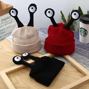 Trendy Witchy Christmas Antenna Beanie Animal-Themed Lightweight Acrylic Knit Adjustable Drawstring Unisex Trucker Hat Warm Fall Winter Holiday Party Outdoor Wear Must-Have Viral Festive Staple