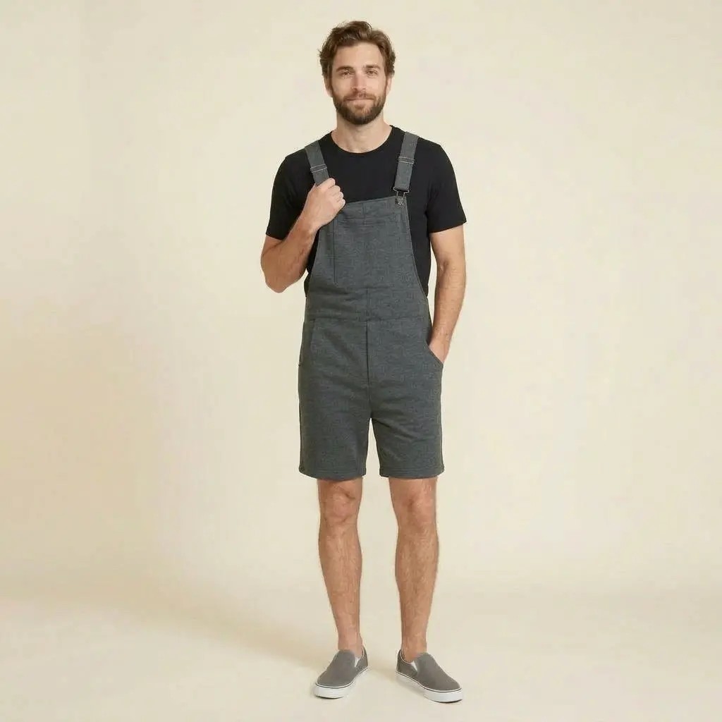 Swovie Shorts - Dark Athletic Grey,   Unisex   Overalls with Six Pockets & Adjustable Straps for All Seasons