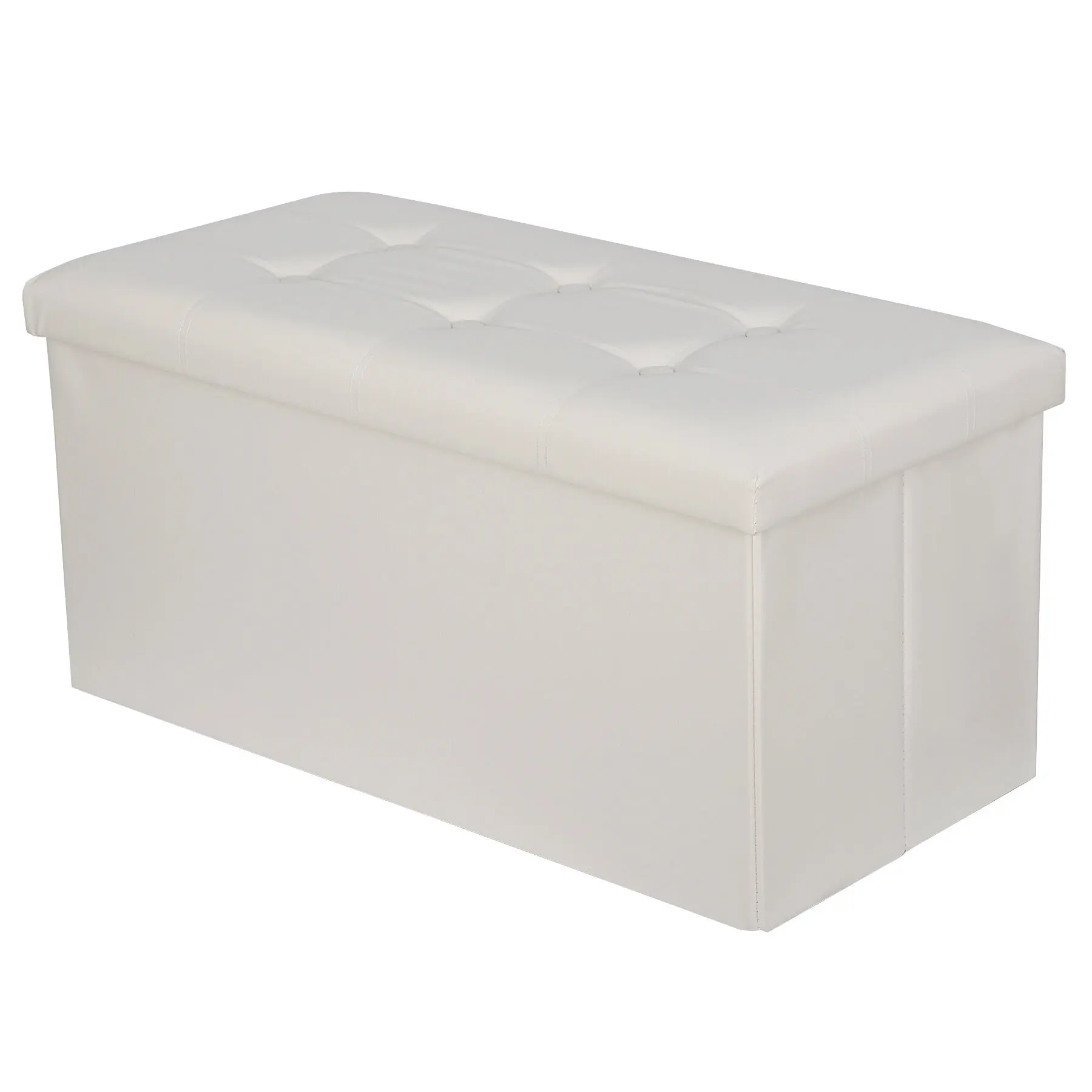 SUPERDEAL Folding Storage Ottoman, 30-31.4" MDF PVC Faux Leather Entryway Footstool with Storage, Ottoman With Storage