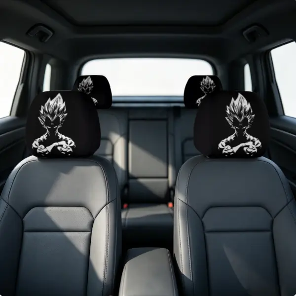 Saiyan Prince Inspired Car Headrest Covers Set of 2, Universal Stretch Auto Seat Headrest Protectors