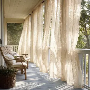 2-Pack Outdoor Curtains, Paisley Lace Breathable Window Shades, Rod Pocket Hanging, Suitable for Patio Pavilion Garden, Polyester Material