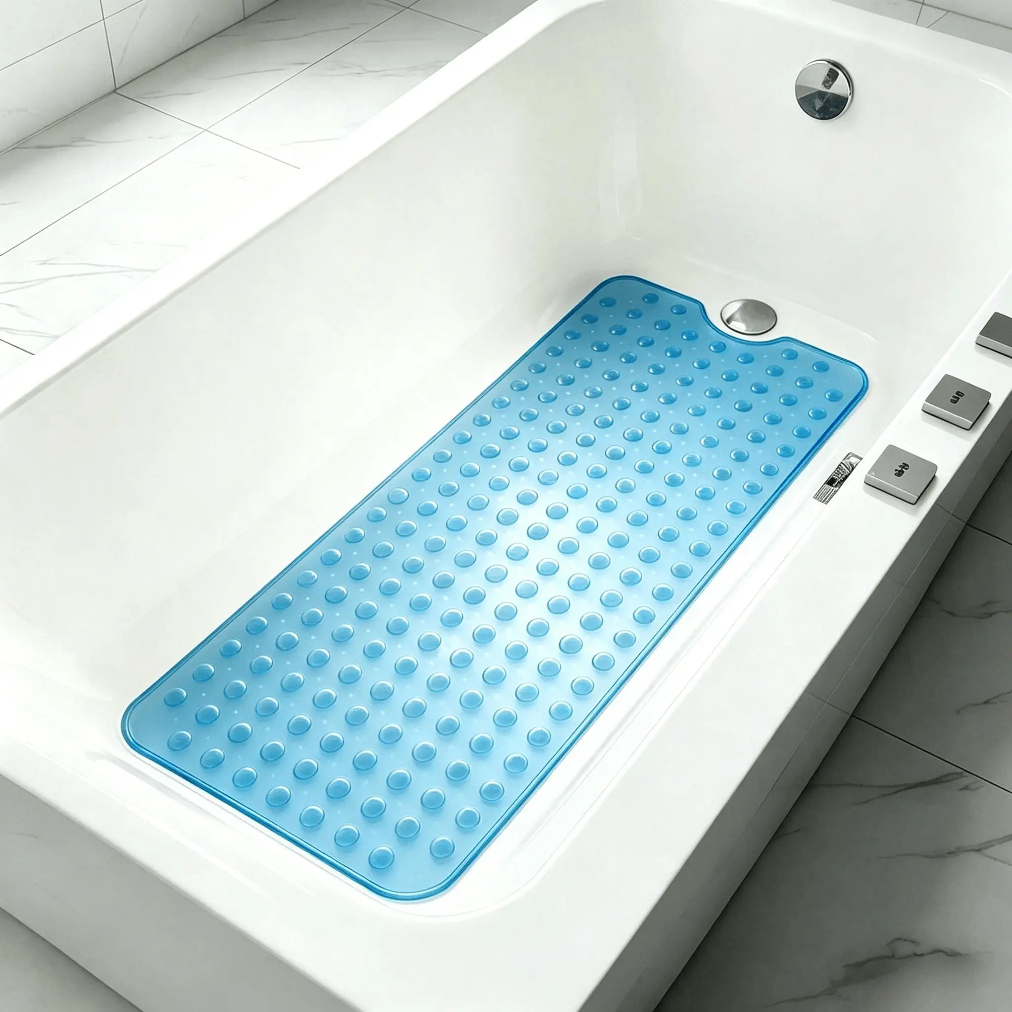 Viral Extra Long Non Slip Bathtub Mat with Suction Cups and Drain Holes, Soft Cushioned PVC Shower Mat for Your Family Safety, Machine Washable Quick Dry Bath Mat That Stays Firmly in Place Even Under Soapy Water, Perfect for Elderly Kids and Pets