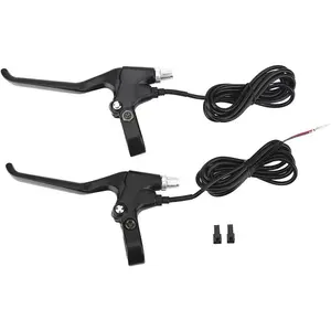 Brakes Lever, 2 Wires Left & Right Electric Universal Motorcycle Black Clutch Brake Handle Lever Perch Replacement Parts (1 Pair)