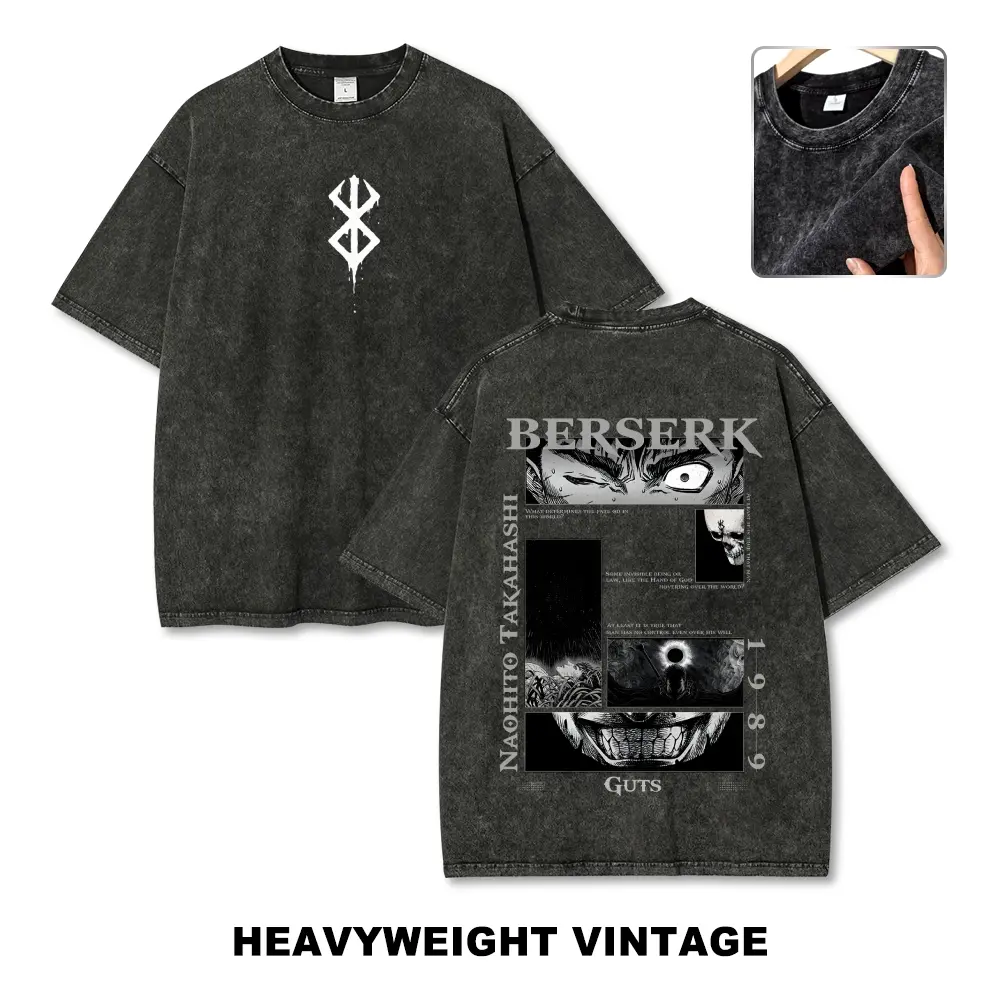 Berserk Anime Vintage Tee 90s Graphic Tees Men's t Shirts Graphic Tee t Shirts Funny Graphic Tee Good Graphic Tees Men's Graphic Tees Streetwear Outfits Men Vacation Outfits Oversized Tshirt Men