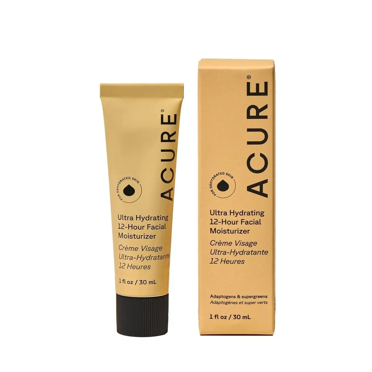 Acure Ultra Hydrating 12 Hour Facial Cream - Intense Face Moisturizer for Women & Men, Hydrating Lotion to Tone & Replenish Dry Skin with Ashwagandha, Holy Basil & Antioxidants, Vegan - 1.7 fl oz