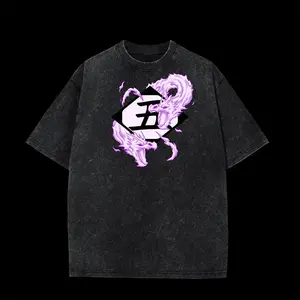 Anime BLEACH Aizen Graphic T-shirt Women's and Men's Vintage Hip Hop Washed Cotton T Shirt Summer Y2K Street Men Tops Clothing