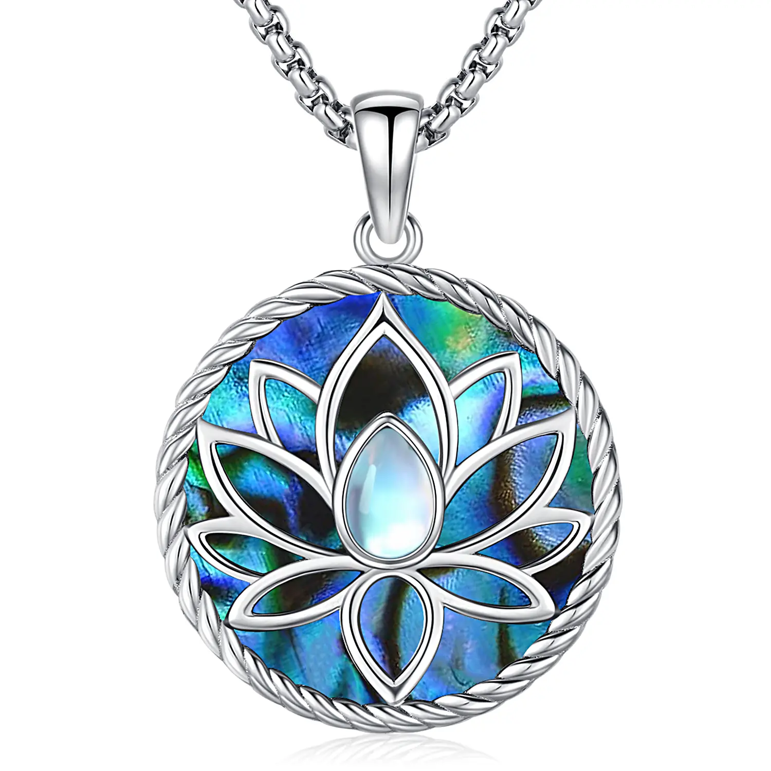Bernashen S925 Sterling Silver Lotus Necklace for Women Sterling Silver Lotus Flower Pendant Necklace Yoga Lotus Jewelry for Women Girl