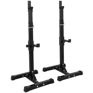 SUPERDEAL Sturdy Steel Squat Barbell Stands, Pair of Adjustable 40 in-66 in Racks, 550 Lbs Capacity for Home Gym Bench Press Weight Training