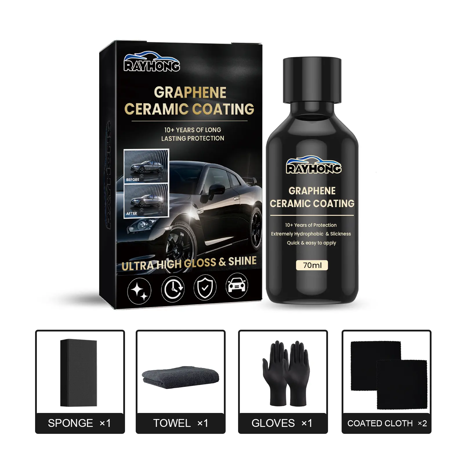 Ceramic Coating Car Scratch-Resistant Protective Coating Set Professional Spray Coating Agent Nano Ice-Crystal Paint & Trim Coating Liquid Gold Car Coating Coating Spray For Car