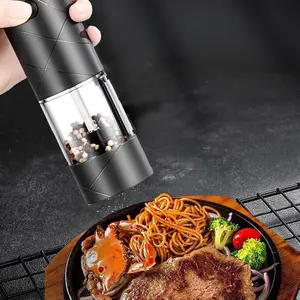 2Pack Electric Salt and Pepper Grinder Set USB Rechargeable with Warm LED Light, Adjustable Coarseness  Large Capacity Automatic Salt Pepper Mill Grinder for Kitchen