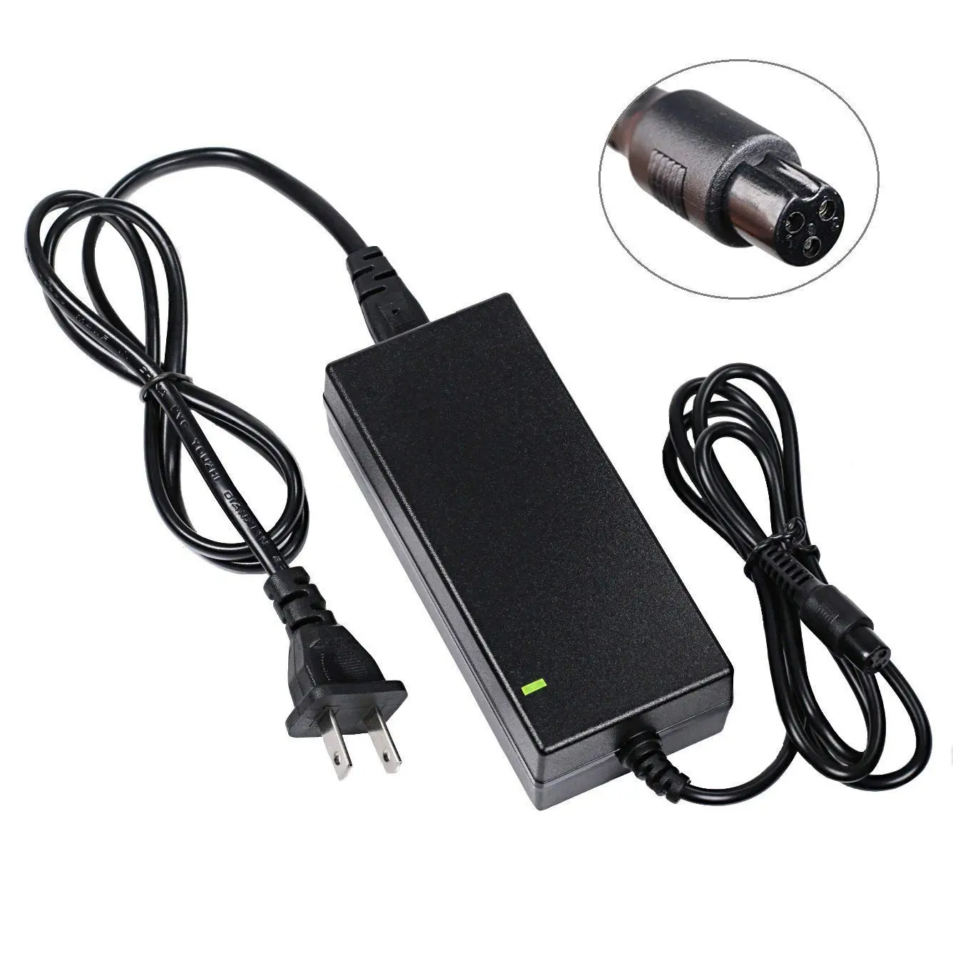 42V 2A Electric Scooter Charger - 3-Prong Inline Plug, LED Indicator, Fast Charging Adapter for Razor Pocket Mod, Dirt Quad, Commuting Scooters