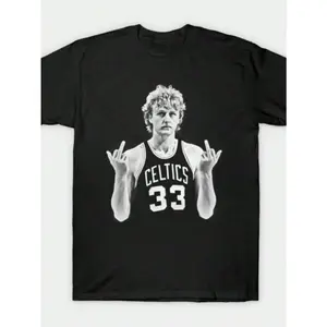 [100% Cotton][Graphic Tee] Larry Bird Retro 90s T-Shirt Black Shirt Men's Shirts  Men's Clothing