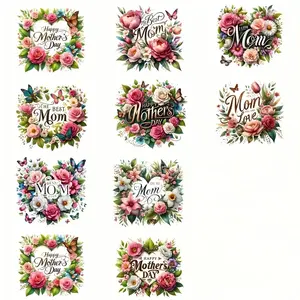 Floral & Letter Pattern DIY Iron on DTF Transfer Stickers, Washable Heat Transfer Designs, Perfect for DIY Clothing T-shirt Mask Jeans Backpack, DIY Flower Decor, Craft