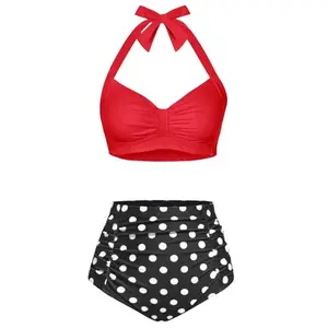 Holipick Women High Waisted Bikini Set Two Piece Tummy Control Swimsuit Halter Top with Bottom Bathing Suit Plus Size Swimsuit for Women Vintage Swimwear Ruffle Swimsuits  SwimWeek  summervibes