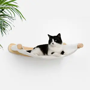 Heavy Duty Wooden Wall Mounted Cat Hammock - 21 * 18 in for Extra Large Indoor Cats 30 Lbs
