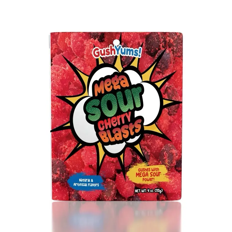 GushYums Mega Sour Cherry Blasts gummy candy