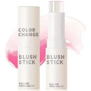 NewBang Color Changing Blush Stick for Cheeks Makeup,Clear Blush PH Temperature Changing Pink Cream Blusher Magic Waterproof Face Stick Multi-Use Lips and Cheek Tint,Matte Finish Natural Lightweight