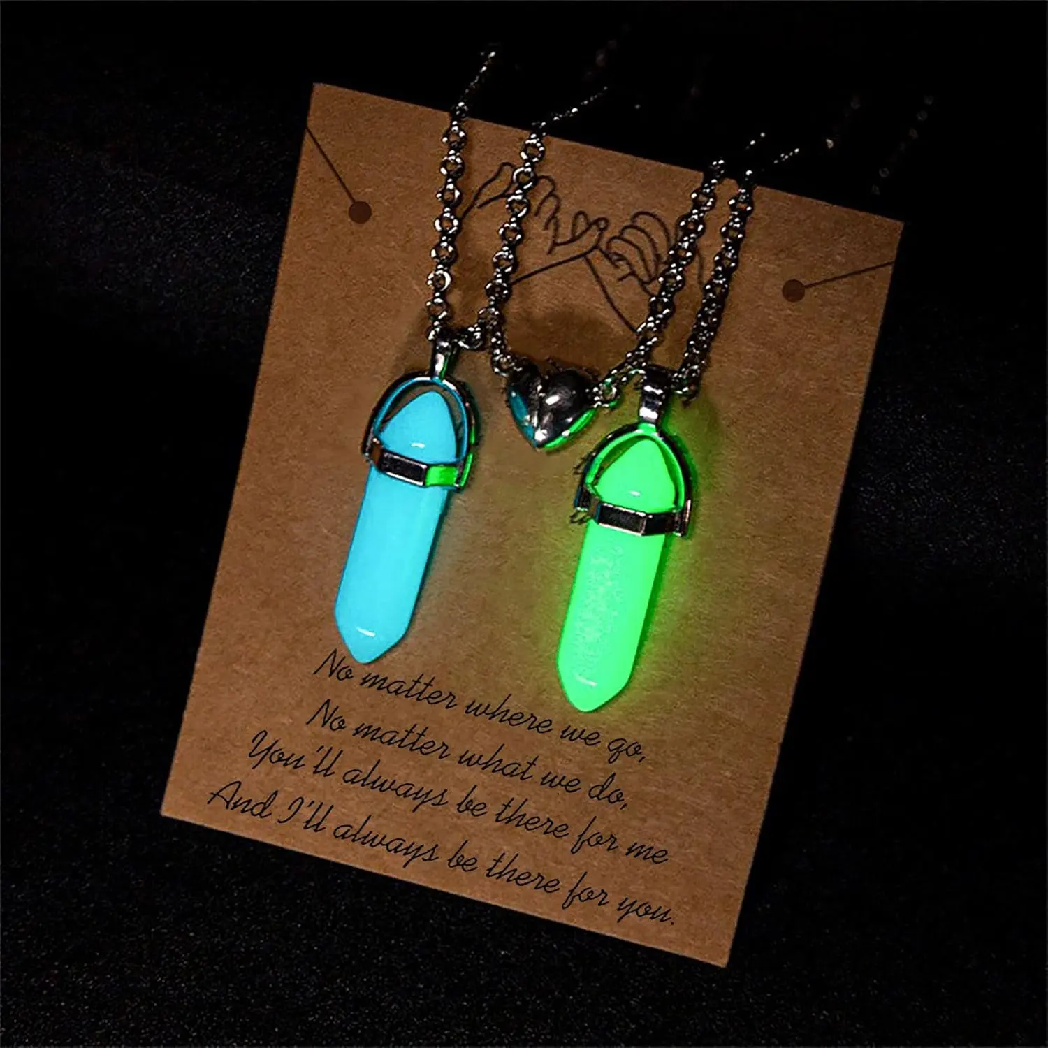 BFF Necklace for 2 Crystal Charms Best Friend Necklace Matching Pendant Friendship Necklace for Couples Gifts
