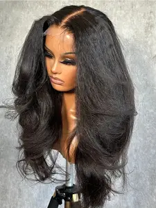 28 Inch 180% Density Yaki body wave Synthetic Wig for Women, 13*4 Lace Front with Natural Hairline, Daily Wear Long Wigs, Lace Frontal Wig, Natural Looking Wig