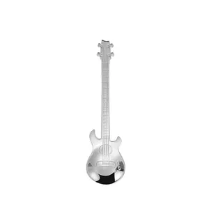 Creative Guitar Shape 304 Stainless Steel Spoon, Coffee Stirrer, Dessert Spoon, Music Lover Gift, Dual Color Option