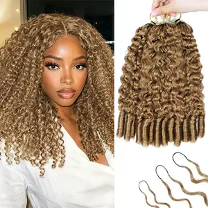 #27 Honey Blonde Feather Crochet Burmese Curly Human Hair Extensions For Knotless Boho Braids 50g/Pc Pre-separated Feather Crochet Hair