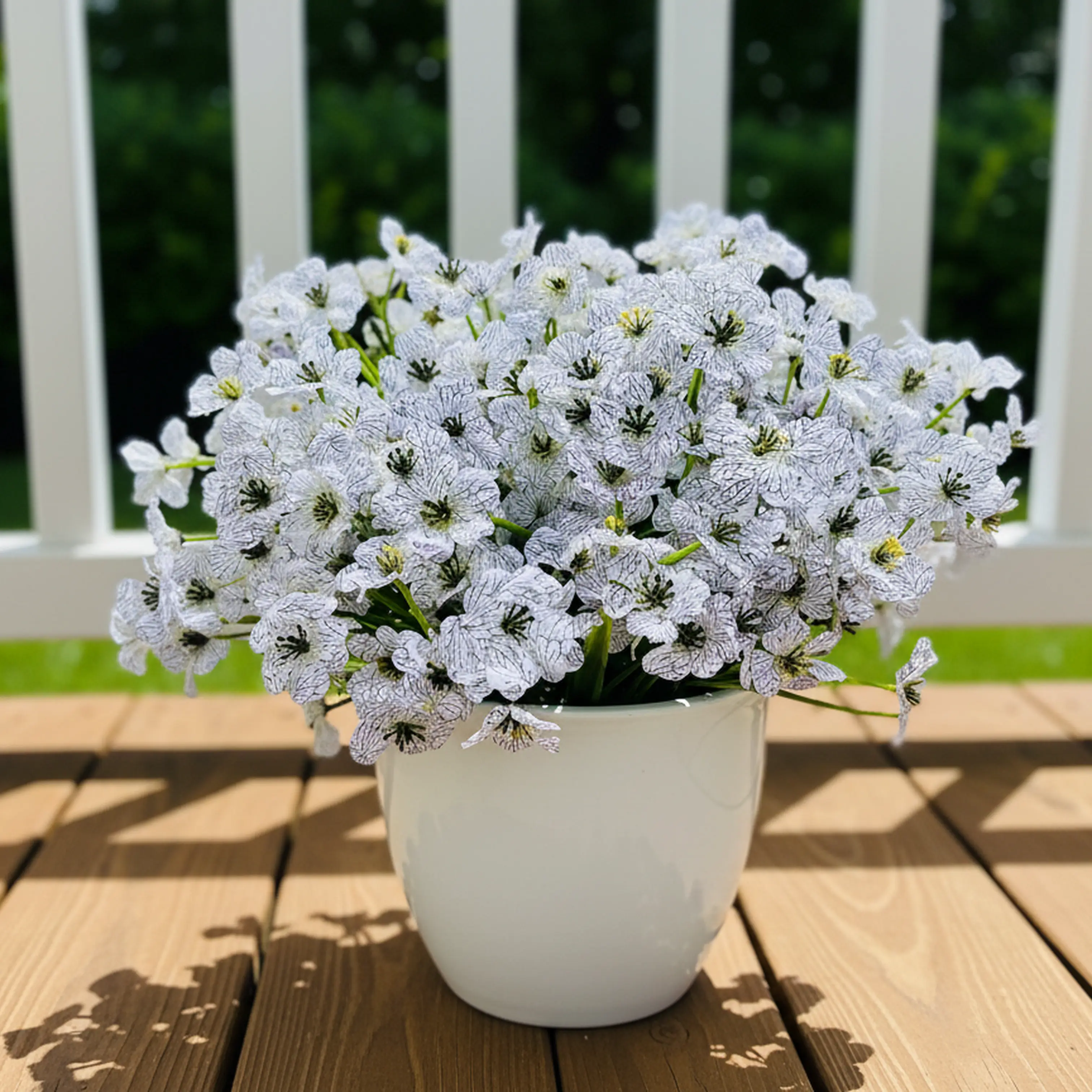 12 Bundles, UV Resistant Artificial Flowers for Outdoor, Garden & Front Yard Decoration - Faux Silk Daisies, Fake Plants Ideal for Porch, Patio, Indoor and Home Decor (White)