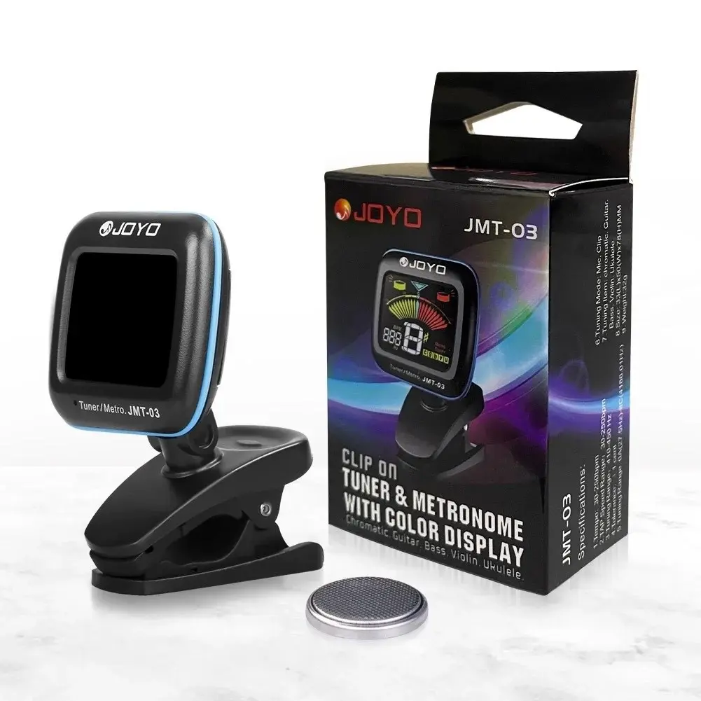JOYO JMT-03 Versatile Unisex Digital Clip-On Chromatic Tuner with Piezo Sensor, Direct Contact, 360-degree Swivel Mechanism, Metronome, Color Display for Beginners, Guitar, Bass, Ukulele, Accurate