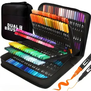 Dual Brush Markers Pens, Artist Coloring Marker Set, Fineliner & Brush Tip Pen with Premium Case for Adults Coloring Books Journal, Drawing, Doodlin,Art Supplies, Art Materials,12/24/36/48/60/72/120/168 Colors, Art Craft Supplies, Artist Bundle