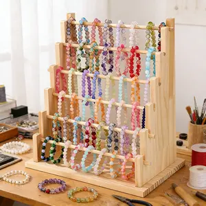 6-Tier Wooden Bracelet Holder Stand - Natural Wood Jewelry Display Storage Rack for Rings, Bracelets, Bangles & Necklaces, Ideal for Retail & Home Organization, Home Organizers, Versatile Organizer