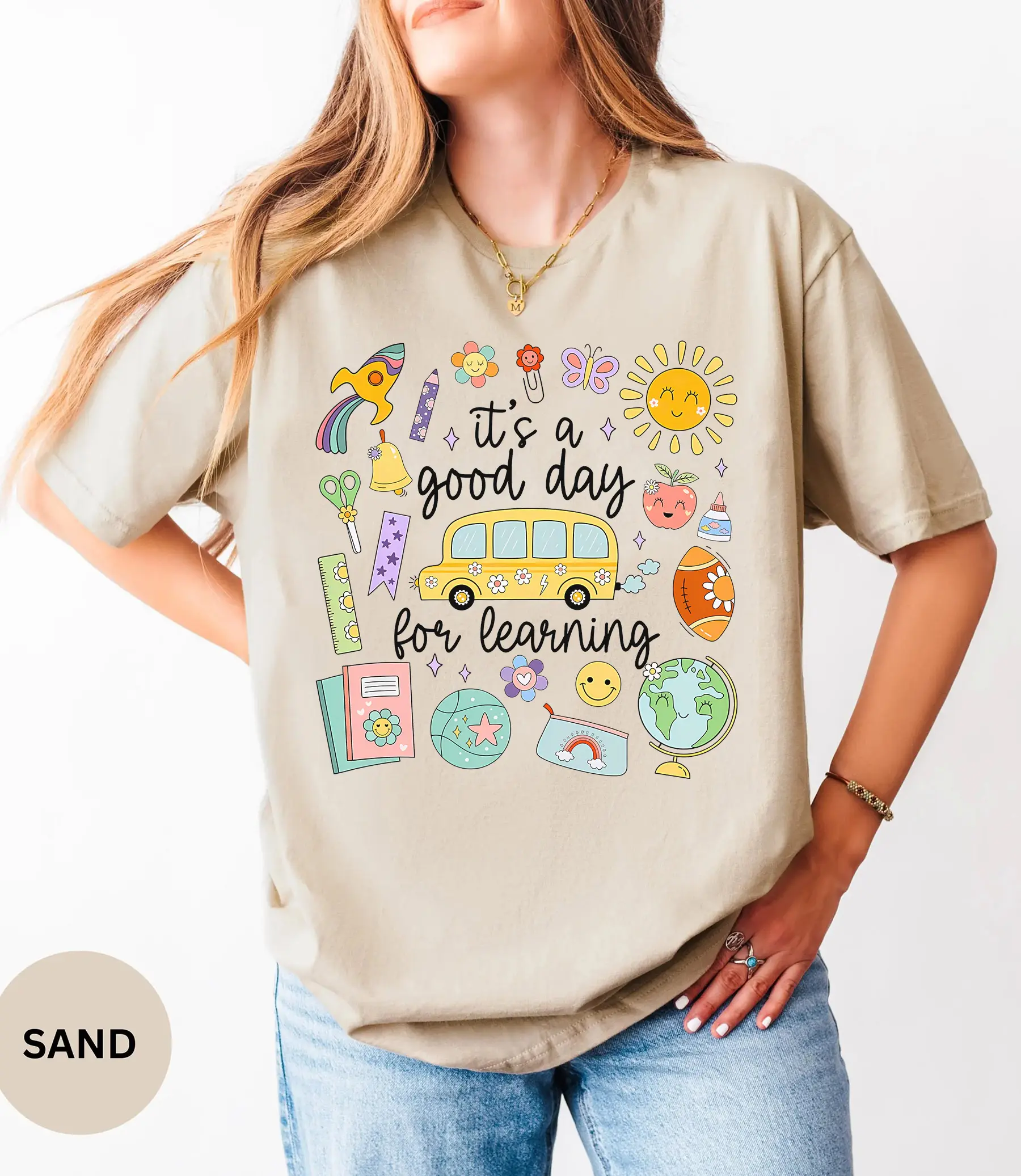 Teacher T-Shirt / Sweatshirt & Hoodie, Teaching Sweater, Back to School Supplies, It's a Good Day for Learning, Whimsical Doodle Fleece