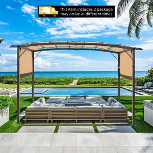 【2 Packages arrived at different times】YODOLLA Pergola 9' x 12' Outdoor Pergola, Metal Patio Pergolas and Gazebos with Stand for Shade and Rain, Canopies, Gazebos & Pergolas