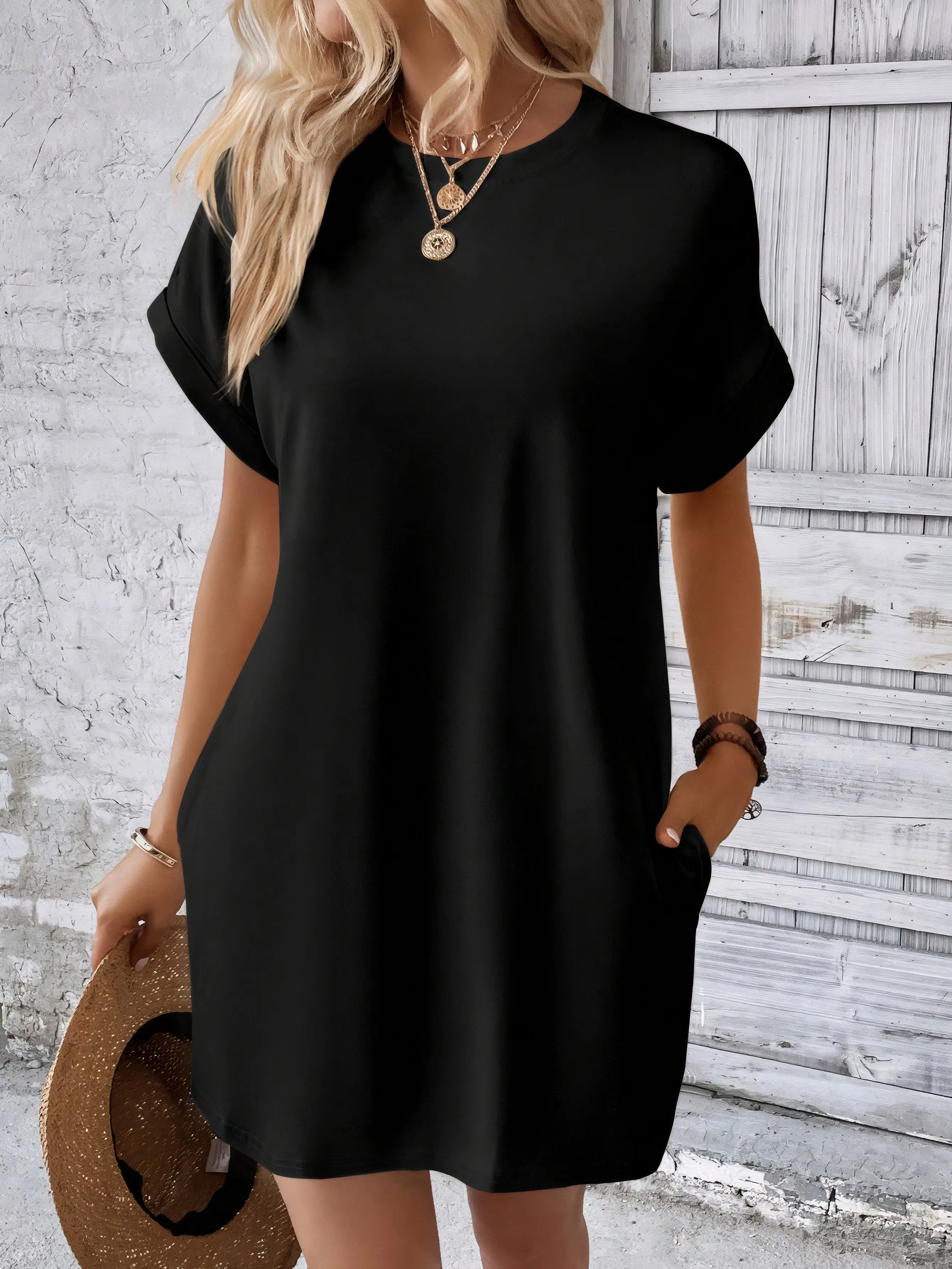 USBoutiqueCHIC Women's Relaxed Loose Fit Shirt Dress Long Sleeve Casual Tunic in Soft Brushed Fabric with Pockets for Effortless Style and Supreme Comfort
