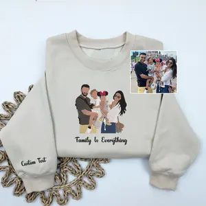 Custom Embroidered Portrait Sweatshirt from Photo, Personalized Family Portrait Sweatshirt, Christmas Gift, Gift for Her