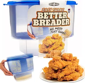 The Original Better Breader Bowl All-in-One Mess-Free Batter Breading Station- Pour in Seasonings Add Meat Fish or Veggies & Shake for Perfect Coating- Great for Parties- Made in the USA