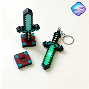 3-in-1 Color Changing LED Pixel Sword Keychain Rechargeable Mini Flashlight Decor Gift