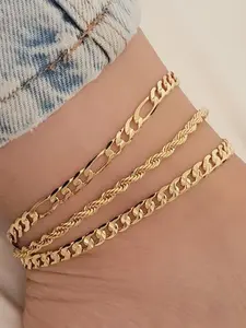 Adjustable Chain Anklet - Minimalist Layering Foot Jewelry for Women | Gold/Silver Stainless Steel Ankle Bracelet Trendy Jewellery Accessories Fashionable Jewelry Dainty Layered Anklet ( Christmas, Valentine’s Day)