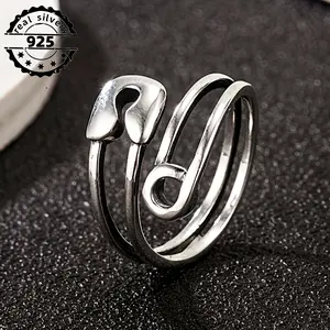 [Cute Sterling Silver Ring] Cute S925 Sterling Silver Adjustable Wrap Ring - Special Decor for Daily Outfits, Preppy Christmas Gift, Pin Shape