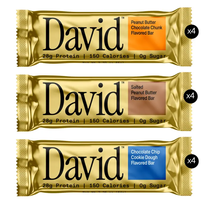 JUMBO VARIETY PACK (2x all flavors) – David Protein – High Protein Snack Cookies Healthy JUMBO VARIETY PACK (2x all flavors) – David Protein – High Protein Snack Cookies Healthy